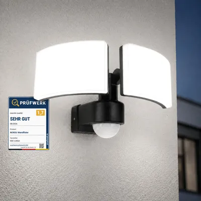 Produktbild von SSC-LUXon NORSU Außenlampe mit Bewegungsmelder & Lichtsensor 40W - LED Wand Außenleuchte 2 flammig schwenkbar IP65 4000K 230V