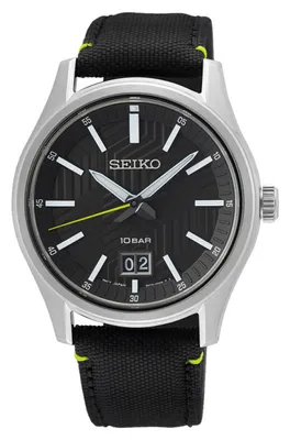 Image de Montre Homme Grande Date, bracelet textile - Seiko Modèle : SUR517P1