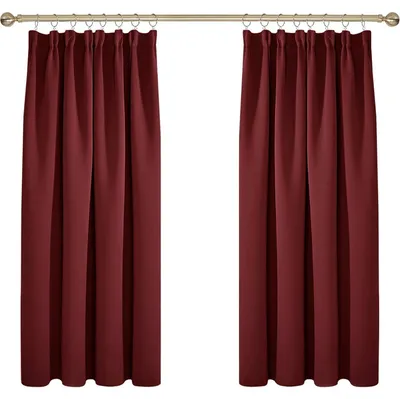 Produktbild von Verdunkelungsvorhang Kräuselband Dicke Gardinen Blickdicht 138x168 cm Rot 2er Set