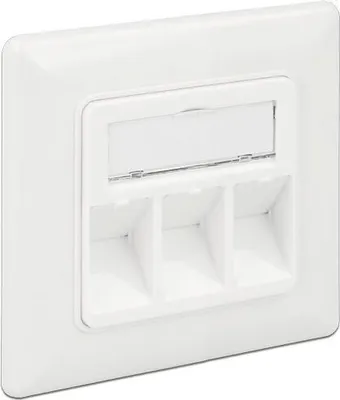 Produktbild von Delock Keystone Wall Outlet - Wanddose - Pure White, RAL 9010 - 3 Ports