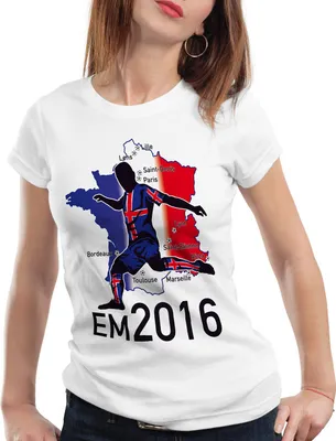 Produktbild von style3 EM 2016 Island Fan Damen T-Shirt Frankreich alle Spielorte, Farbe:Weiß, Größe:XS