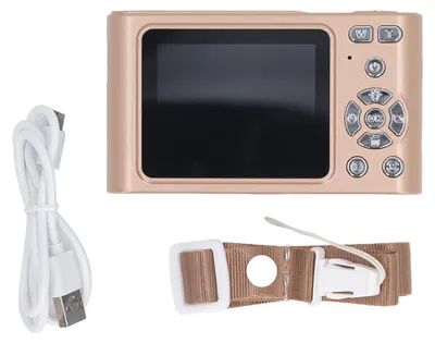Obrázek produktu pro 48MP digitální fotoaparát, 2,5K HD, duální objektiv, 16× zoom, automatické zaostřování, chytrý kapesní vlogger pro domácí použití a cestování, zlatá barva