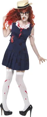 Produktbild von Zombie College-Studentin Halloween Damenkostüm blau-weiss