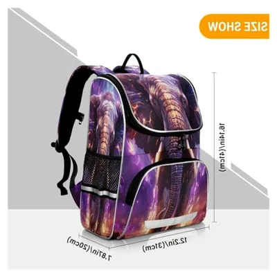 Produktbild von Lila Aquarell Elefant Rucksack, große Büchertasche für Schüler