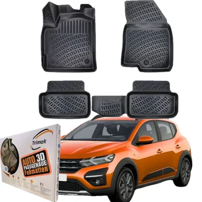 Produktbild von Gummifußmatten für DACIA SANDERO 3.Gen ab 2021 mit 3D-Randdesign, perfekte Passform, TPE, temperaturbeständig -50 bis +75 °C, recycelbar
