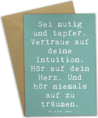 Produktbild von Mr. & Mrs. Panda babykarte Spruch Mutig zu sich selbst stehen - Meeresbrise - Geschenk, Unterstützung, weihnachtskarten, Trost, einladungskarten, genesungskarte, Glück