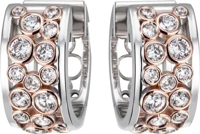 Produktbild von Creolen 925 Sterling Silber bicolor vergoldet 36 Zirkonia Ohrringe