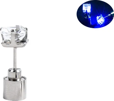 Produktbild von 1 Stück Damen-Ohrstecker, Zirkonia, LED, weiblich, quadratisch, leuchtend, Ohrstecker für Party-Blau