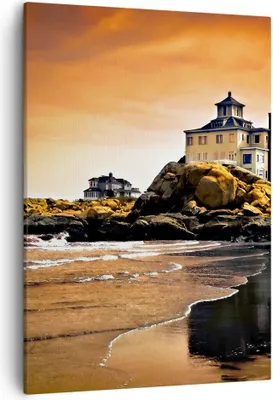 Produktbild von Bild auf Leinwand - Leinwandbild - Einteilig - Felsen Meer Sonnenuntergang Architektur - 50x70cm - Wand Bild - Wandbilder - Leinwanddruck - Wanddekoration - Leinwand bilder - Wandbild - PA50x70-1179