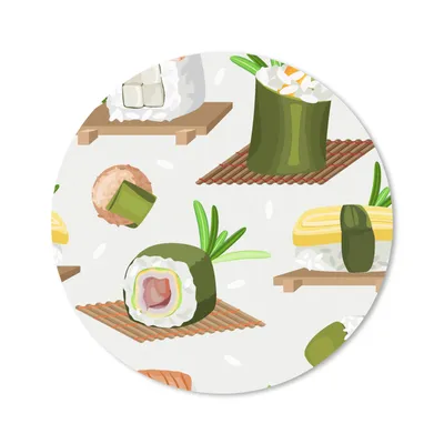 Produktbild von MuchoWow® Mauspad Mousepad Sushi - Muster - Lebensmittel 30x30 cm - Mousepads - Maus Mat - Pad - Mausunterlage - Tischunterlage - Schreibtischmatten