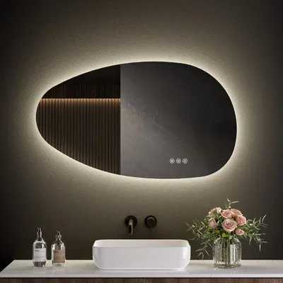 Image de S'AFIELINA Miroir LED de Maquillage pour Salle de Bain – Anti-buée, Éclairage 3 Couleurs Réglables & Interrupteur Tactile, 50×85 cm
