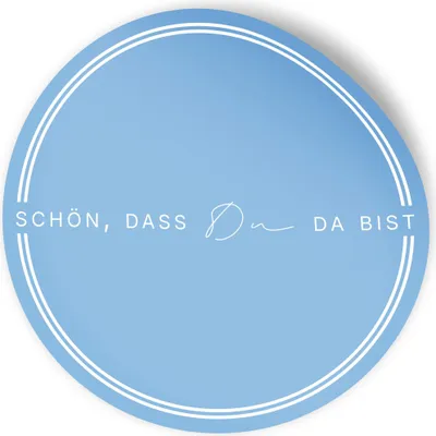 Produktbild von ITENGA 24x Aufkleber Sticker 4cm rund Schön dass du da bist V3 hellblau