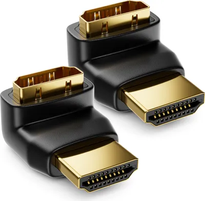 Produktbild von deleyCON HDMI 90° Winkeladapter 2 Stück im Set - HDMI Typ A Buchse und Stecker - 4K Ultra HD UHD 3D Full HD 1080p HDR ARC Highspeed mit Ethernet