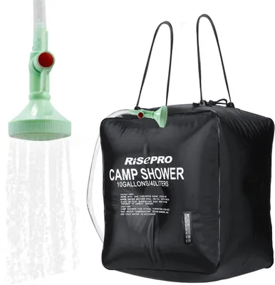 Produktbild von 40-Liter-Solarduschsack für Camping, geeignet für Temperaturen bis zu 45°C, Wandern und Klettern.
