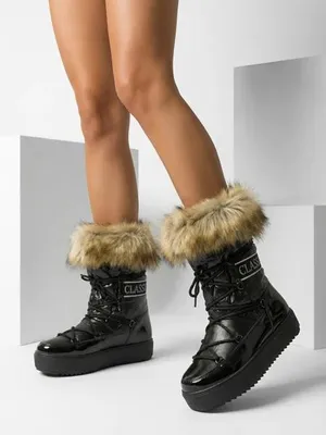 Produktbild von Royalfashion Schwarze Schlupfstiefel a'la Schneestiefel für Damen Gomllo, Größe 38