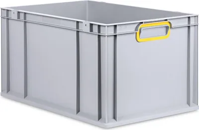 Produktbild von Eurobox NextGen Color | HxBxT 32x40x60cm | 65 Liter | Griffe gelb geschlossen | Verstärkter Boden | Grau | Eurobehälter, Transportbox, Transportbehälter, Stapelbehälter