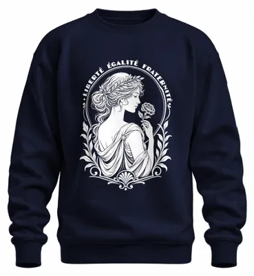 Imagen del producto de Liberté, Égalité, Fraternité. Francia. Camiseta con estampado sarcástico. Color azul marino, talla S