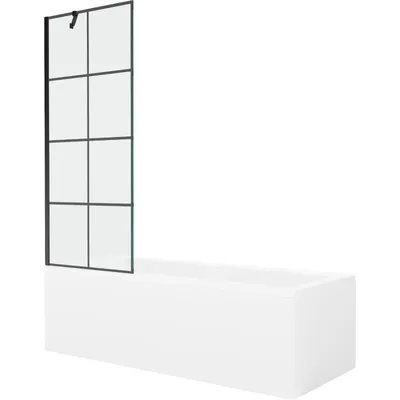 Obrázok produktu pre Mexen Cubik obdĺžniková vaňa 170 x 70 cm s obkladom a 1-krídlovou sprchovou zástenou 70 cm, Čierny vzor - 550317070X9507007077