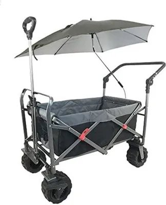 Produktbild von Famanu Bollerwagen mit Schiebestange - Schwarz/Grau