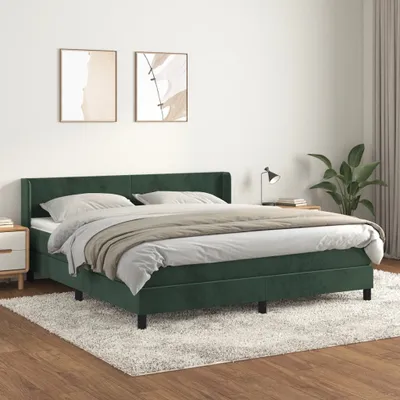 Produktbild von Cloris Designermöbel Boxspringbett mit Matratze Dunkelgrün 160x200 cm Samt 2024 Neu