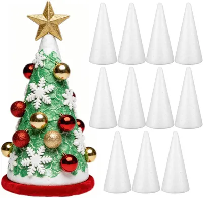 Productafbeelding van Witte decoratiekegels, 12 stuks, geschikt voor creatieve projecten