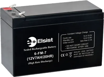 Obrázek produktu pro Elsist BT007R, Olověná (VRLA), 12 V, 7 Ah, 1 kusů, Černá, 20 h