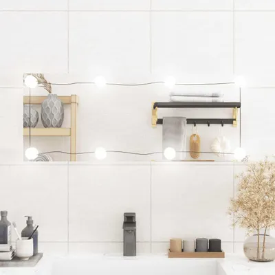 Zdjęcie produktu dla vidaXL Lustro ścienne z oświetleniem LED 30x80 cm szklane prostokątne
