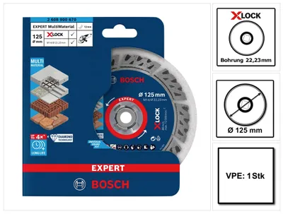 Obrázok produktu pre Diamantový rezný kotúč Bosch EXPERT Multi Material 125 x 22,23 x 2,4 mm X-LOCK ( 2608900670 ) - nástupca 2608615161