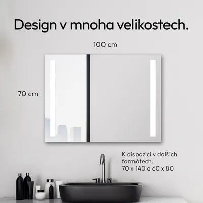 Obrázek produktu pro Koupelnové zrcadlo s osvětlením TALOS Light - Koupelnové zrcadlo 80 x 60 cm - s podsvícenými světelnými výřezy - barva světla neutrální bílá