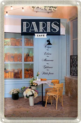 Produktbild von Blechschild Reise 20x30cm Paris Cafe Crepes Eclairs Macarons