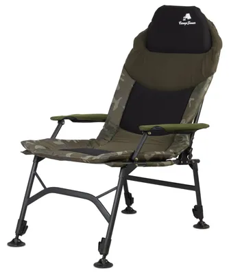 Zdjęcie produktu dla Krzesło wędkarskie kempingowe - Regulowane oparcie - Składane - Oliwkowy kamuflaż - 90 x 23 x 61 cm