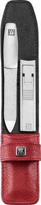 Produktbild von ZWILLING Maniküre Nagel Set 2-teilig, Pediküre Pflege für Hände und Füße, Rindleder, Premium, Rot