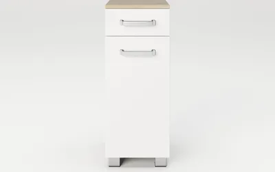Produktbild von Cosmo Badmöbel - Standregal mit viel Stauraum, 2 Fächer und Soft-Close-Funktion, ABS-Schutzkanten, Optik Weiss / Artisan Eiche