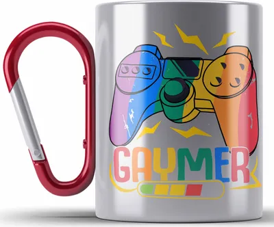 Produktbild von Trendation - LGBT Edelstahl Tasse Karabiner Geschenk für Schwule Lesben Transgender Gaymer Regenbogen Lustige Grafik Regenbogen (Rot)