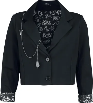 Produktbild von Gothicana by EMP Damen schwarzer Cropped Blazer mit Kette XL