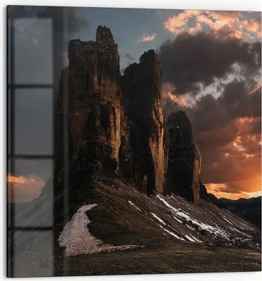 Produktbild von DEQORI Küchenrückwand Glas 60x60 cm 'Bergdämmerung' Spritzschutz Bad Rückwand Küche