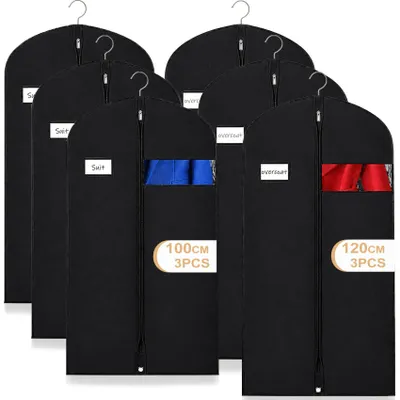 Imagen del producto de Bolsas para ropa, transpirables, resistentes a la humedad, de 60x100 cm y 60x120 cm, paquete de 6 unidades, para almacenamiento