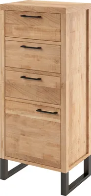 Produktbild von Kommode - 53 x 126 cm - 1 Tür - 3 Schubladen - Akazie massiv sägerau - Metall