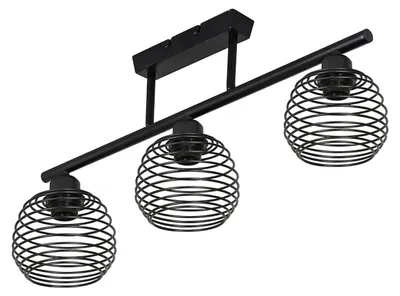 Image de ZMH : Plafonnier, lampe de table, 3 lumières, style vintage, lampe de plafond E27, lampe de cuisine industrielle, noire, lampe de salle à manger, éclairage de plafond pour cuisine et salon