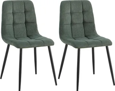 Produktbild von CLP 2er Set Esszimmerstuhl Tilde gepolstert mit Rückenlehne bis 150 kg belastbar grün Material Cord