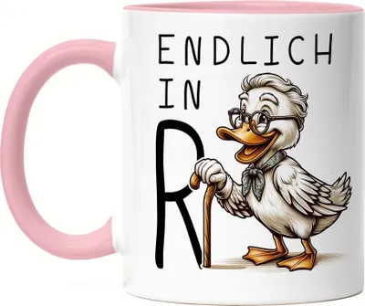 Produktbild von Endlich in Rente Alte Ente Tasse Rosa - Witzige Ruhestandserinnerung