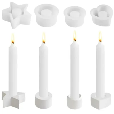 Produktbild von 4-teilige Silikonform für Kerzenhalter, sternförmige Form für Spitzkerzen, für selbstgemachte Kerzenhalter, Weihnachtsdekoration