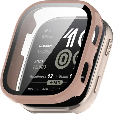 Obrázek produktu pro Pro Amazfit Bip 6 plastové ochranné pouzdro na hodinky + 9H tvrzené sklo růžové