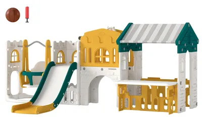 Produktbild von AIYAPLAY 11 in 1 Kinderrutsche mit Schaukel Spielhaus Gartenrutsche Tunnel