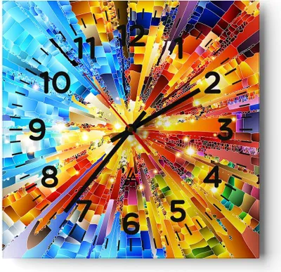 Produktbild von Wanduhr - Quadrat - Glasuhr - Abstraktion modern - 40x40cm - Schleichendes Uhrwerk - Lautlos - zum Aufhängen bereit - Dekoration Modern - Wanddekoration aus Glas - C4AC40x40-3982