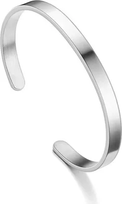 Image de Bracelet en acier inoxydable Ovale Réglable Argent Mashette Couples Hommes Femmes