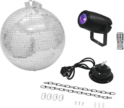 Immagine prodotto di Eurolite LED Discokugel-Set mit Motor, mit LED-Beleuchtung 30 cm (20000562)