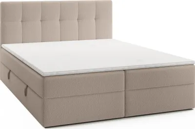 Produktbild von FEDVE Boxspringbett Oreno Royal Doppelbett Bettkästen Topper Matratze 180x200 cm Beige (Anthology 02)