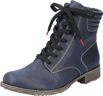 Produktbild von Rieker Damen Stiefelette Schnürboot gesteppter Schaft 70811, Größe:42 EU, Farbe:Blau