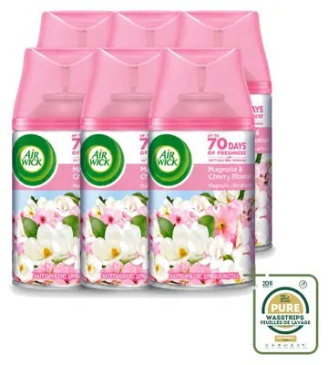 Productafbeelding van 6 x Air Wick Freshmatic navulling - Magnolia & Kersenbloesem - 250 ml - Voordeelverpakking - 6 stuks